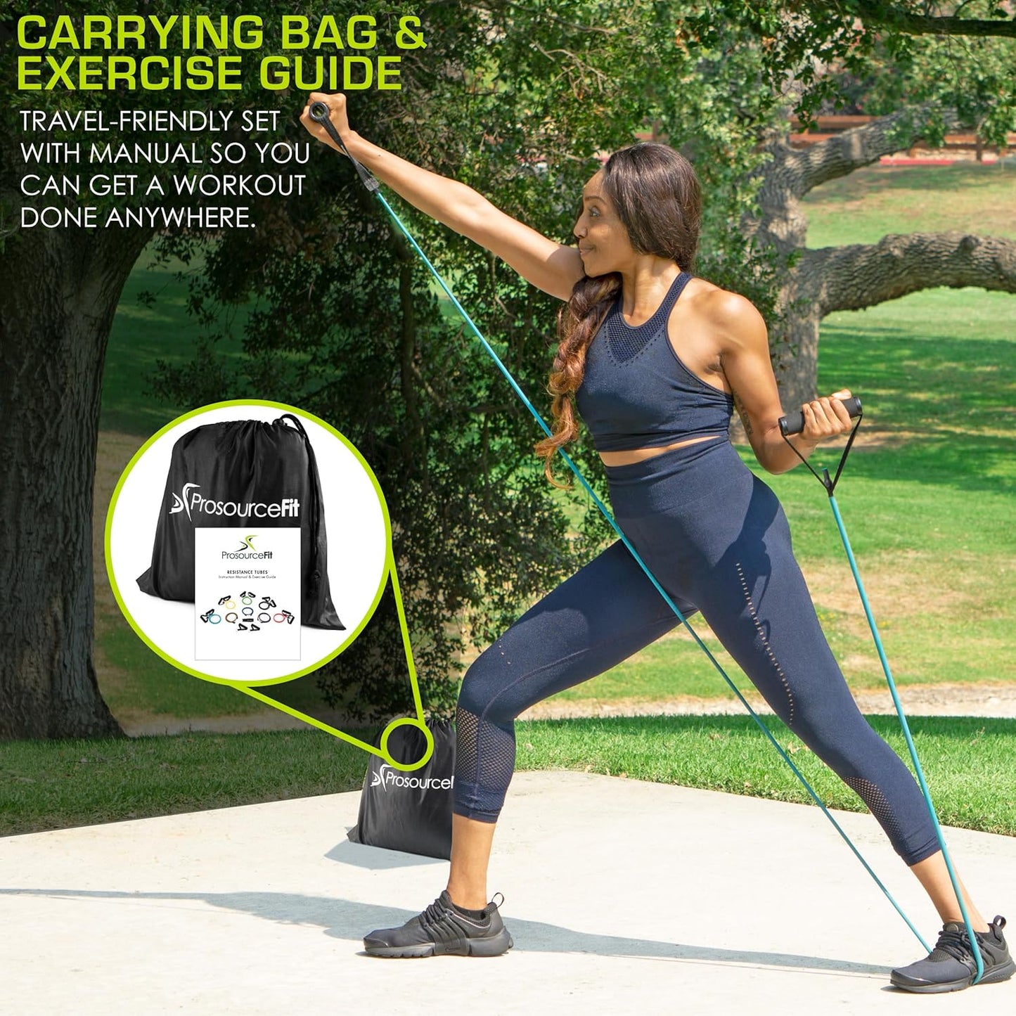 Tube Resistance Bands Set 2 - 20 LB with Attached Handles, Door Anchor and Exercise Guide Full-Body Exercises and Home Workouts
