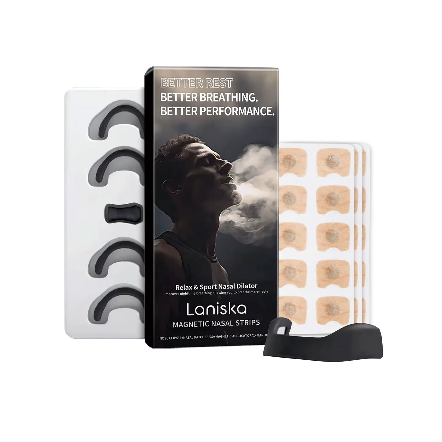 Skin Safe Nasal Strips,Nasal Dilator Intake Breathing Nasal Strip Starter Kit Boost Oxygen Reduce Snoring,Magnetic Nose Strips