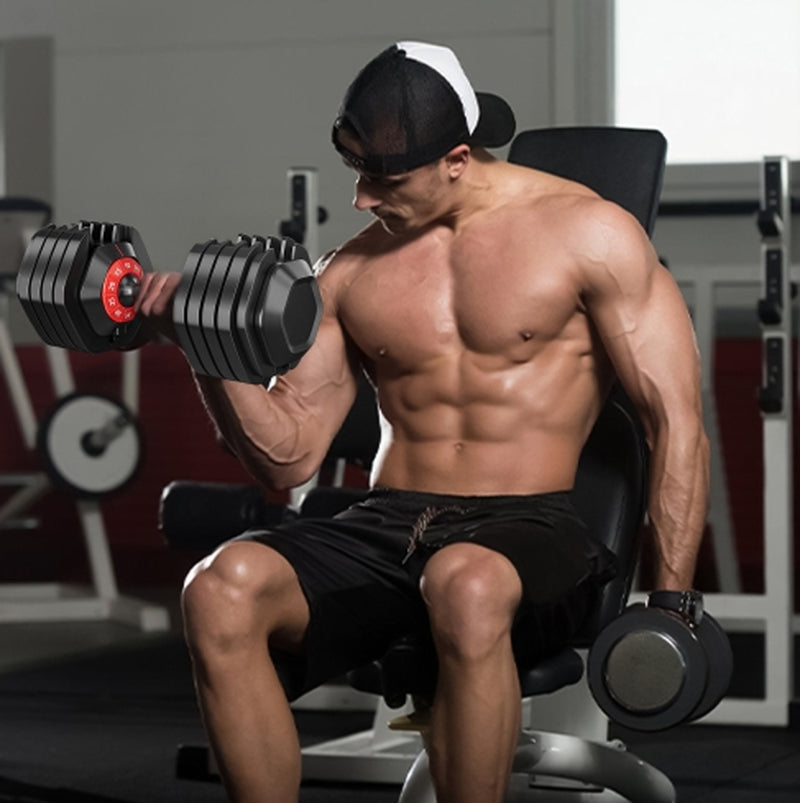 Adjustable Dumbbell Set, 10 in 1 Free Dumbbell for Men and Women, Black Dumbbell for Home Gym, Full Body Workout Fitness, Fast Adjust by Turning Handle 10 Gears55 LB