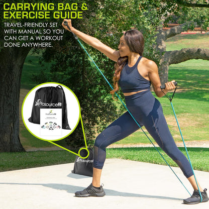 Tube Resistance Bands Set 2 - 20 LB with Attached Handles, Door Anchor and Exercise Guide Full-Body Exercises and Home Workouts