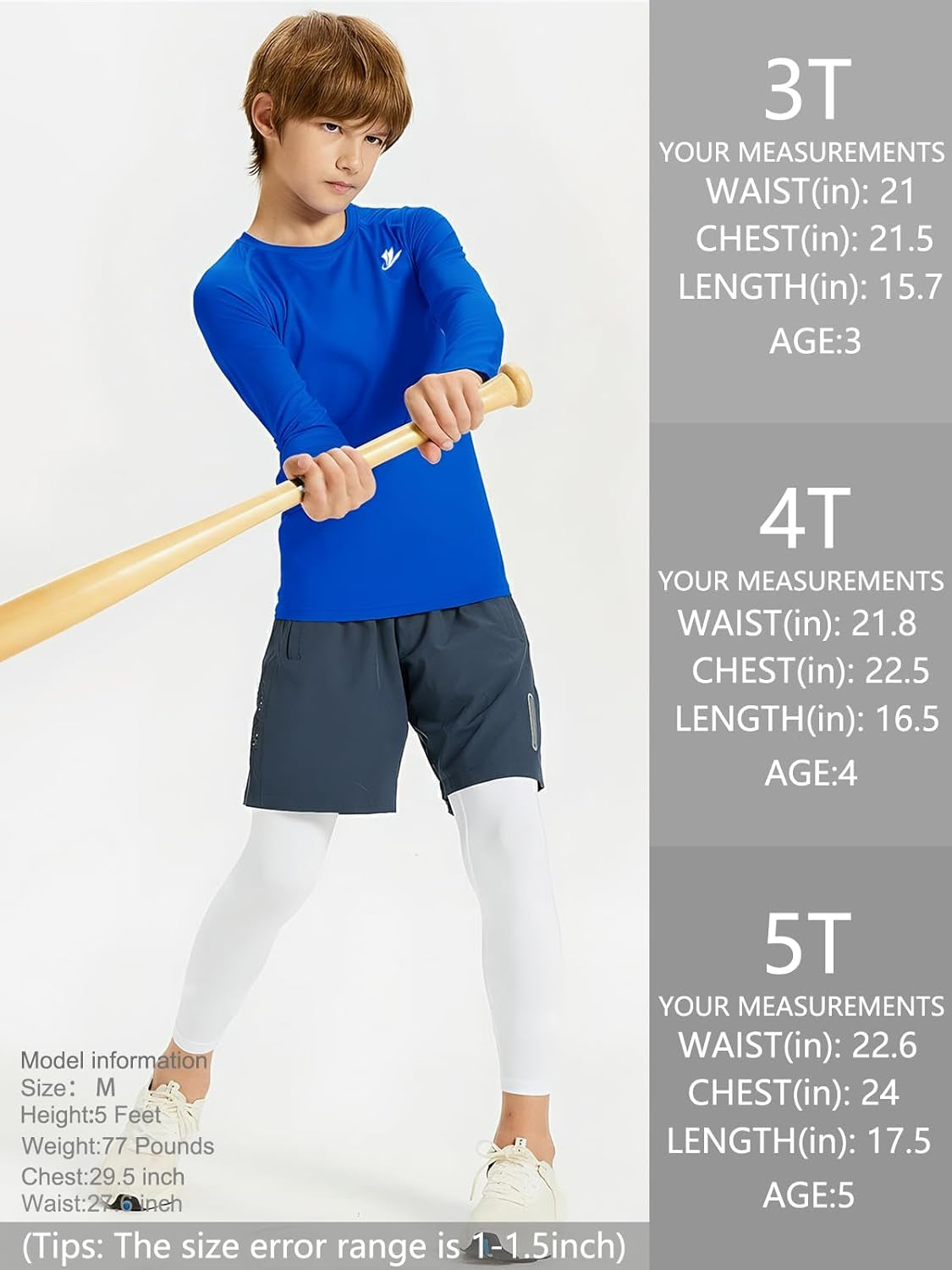 Youth Boys Compression Thermal Shirt Long Sleeve Fleece Baselayer Soccer Baseball Undershirt