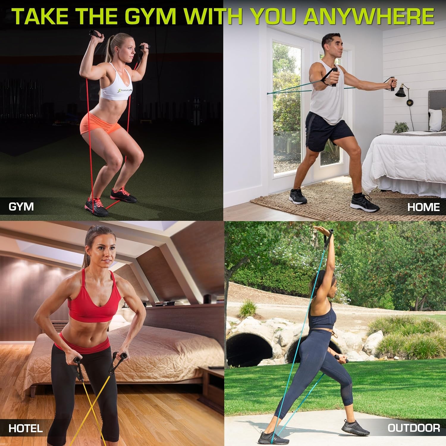 Tube Resistance Bands Set 2 - 20 LB with Attached Handles, Door Anchor and Exercise Guide Full-Body Exercises and Home Workouts