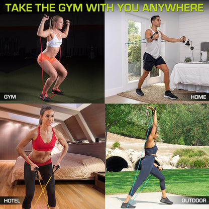 Tube Resistance Bands Set 2 - 20 LB with Attached Handles, Door Anchor and Exercise Guide Full-Body Exercises and Home Workouts