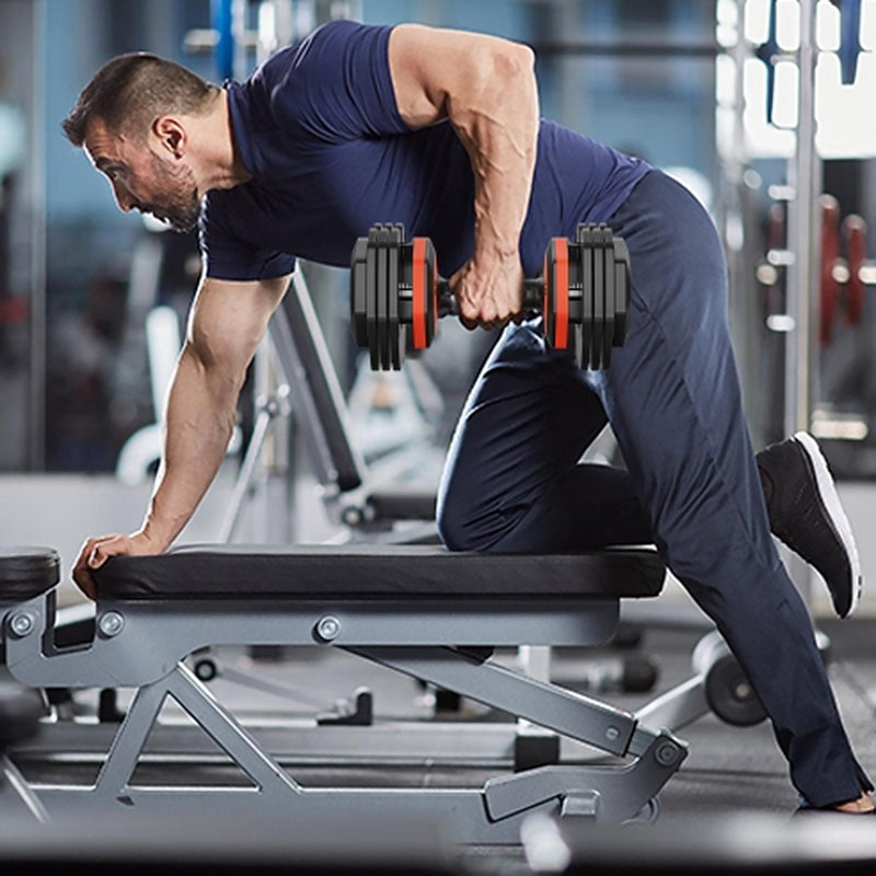 Adjustable Dumbbell Set, 10 in 1 Free Dumbbell for Men and Women, Black Dumbbell for Home Gym, Full Body Workout Fitness, Fast Adjust by Turning Handle 10 Gears55 LB