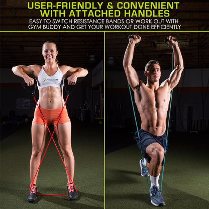 Tube Resistance Bands Set 2 - 20 LB with Attached Handles, Door Anchor and Exercise Guide Full-Body Exercises and Home Workouts