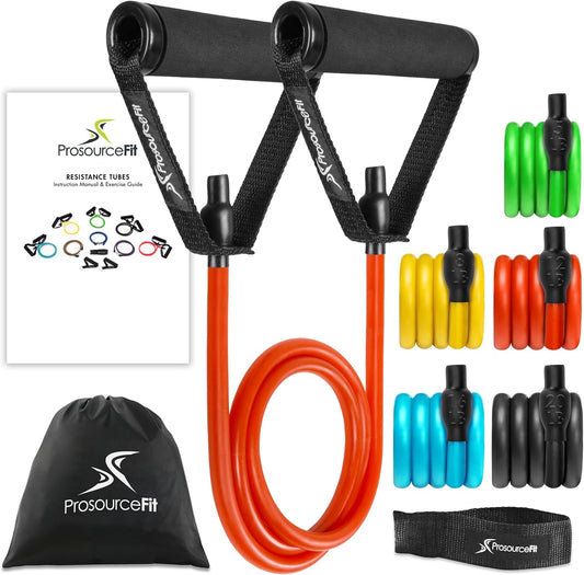 Tube Resistance Bands Set 2 - 20 LB with Attached Handles, Door Anchor and Exercise Guide Full-Body Exercises and Home Workouts